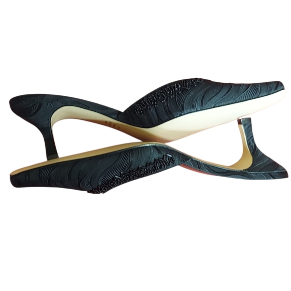 Coldwater Creek Womens Black Fabric  Sequin Slip On Kitten Heel Mules - Picture 10 of 15